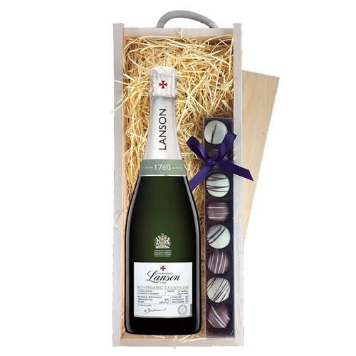 Lanson Le Green Bio-Organic Champagne 75cl & Truffles, Wooden Box